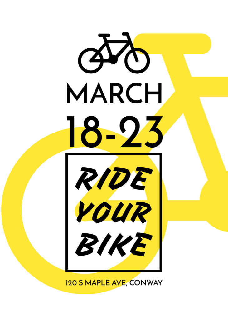 Ontwerpsjabloon van Flayer van Cycling Event Announcement with Simple Bicycle Icon