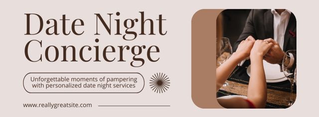 Plantilla de diseño de Date Night Concierge Services with Couple Facebook cover 