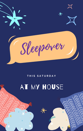 Cozy Sleepover at Home Invitation 4.6x7.2in Design Template