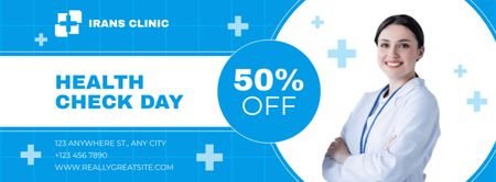 Discount Offer on Checkup in Clinic Facebook cover Design Template