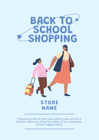 Back to School Shopping Announcement Poster Design Template