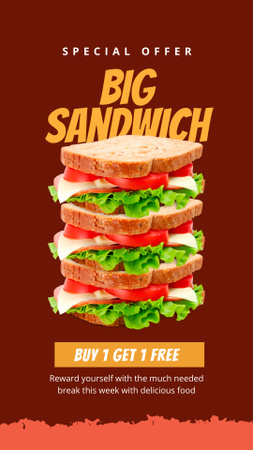 Ontwerpsjabloon van Instagram Video Story van grote heerlijke sandwich
