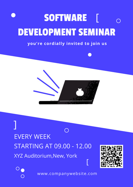 Plantilla de diseño de Software Development Seminar with Laptop Invitation 