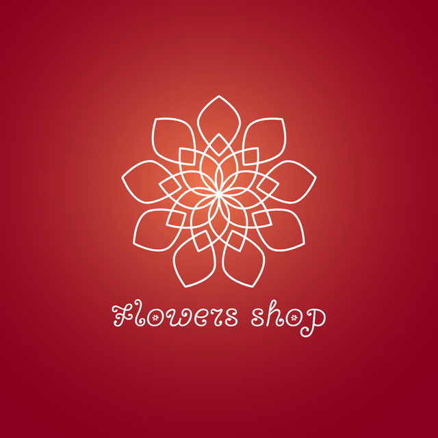 Floral Shop Promotion With Flower Emblem In Red Logo – шаблон для дизайну