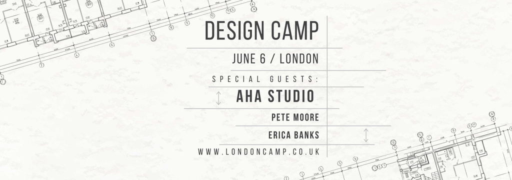 Design camp announcement on blueprint Tumblr Design Template
