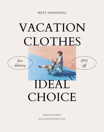 Vacation Clothes Ad with Stylish Couple Poster 22x28in tervezősablon