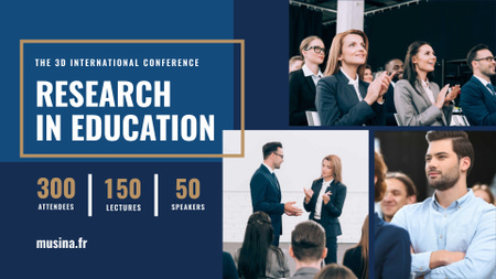 Education Conference announcement Speakers and Audience FB event cover Design Template