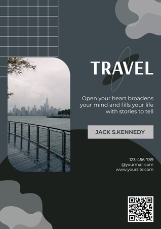 Travel Motivation Text on Grey Poster Design Template