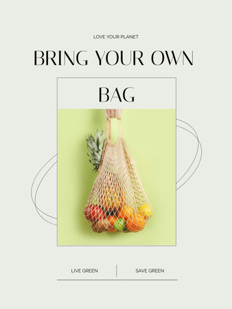 Designvorlage Äpfel und Ananas in Eco Bag für Poster US