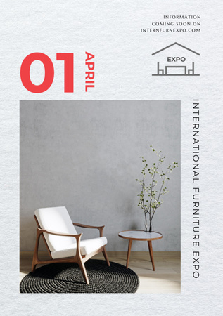 Furniture Expo invitation with modern Interior Flyer A7 Design Template