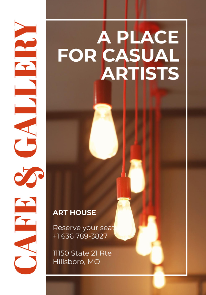 Modern Cafe and Art Gallery Reception Poster 28x40in Modelo de Design