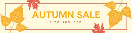 Platilla de diseño Autumn Sale Offer With Illustrated Foliage In Yellow Twitter