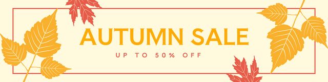 Autumn Sale Offer With Illustrated Foliage In Yellow Twitter Design Template