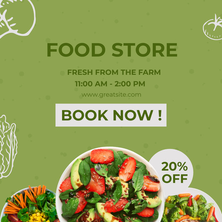 Cooked Dishes With Veggies From Farmer Sale Offer Instagram Design Template