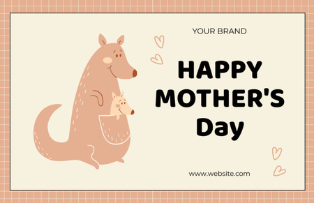 Cute Giraffes on Mother's Day Holiday Thank You Card 5.5x8.5in Design Template