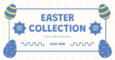 Easter Collection Sale Ad with Bright Painted Eggs Facebook AD Design Template