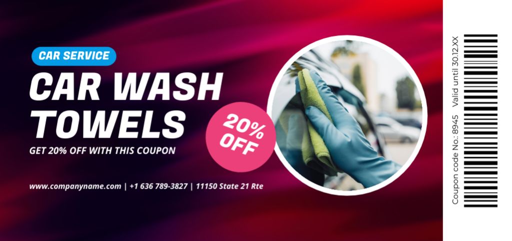 Designvorlage Offer of Car Wash Towels Sale für Coupon Din Large