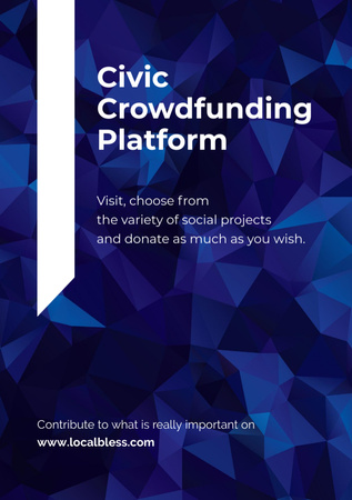 Anúncio de plataforma de crowdfunding no padrão azul Flyer A5 Modelo de Design