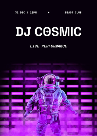 Modèle de visuel Party Announcement with Astronaut in Neon Light - Flayer