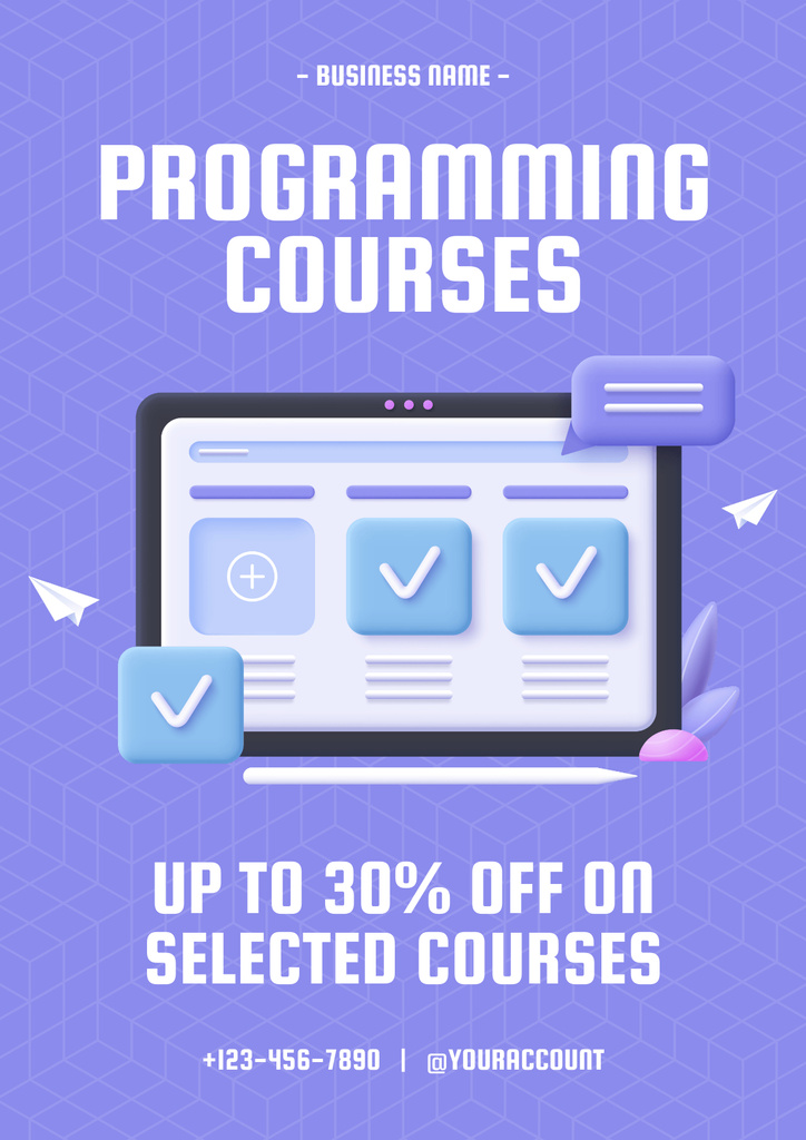 Discount on Selected Programming Courses Posterデザインテンプレート