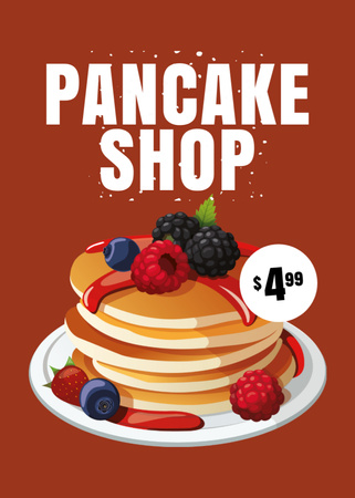 Designvorlage Werbung für einen Pfannkuchenladen für Flayer
