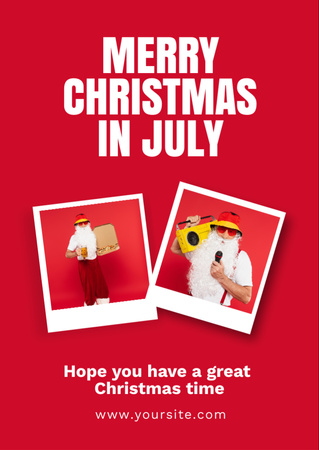 Plantilla de diseño de Photos of Happy Santa for Christmas in July Flyer A6 