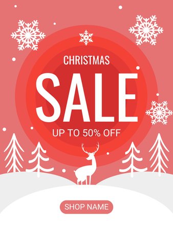 Christmas Sale Offer on Winter Landscape Pink Poster US Design Template