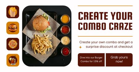 Food Combo Offer at Fast Casual Restaurant Facebook AD Design Template