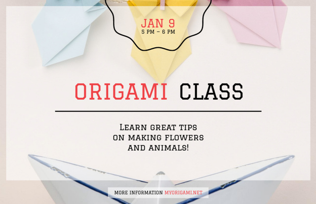 Origami Classes Offer with Paper Garland In Winter Flyer 5.5x8.5in Horizontal Šablona návrhu