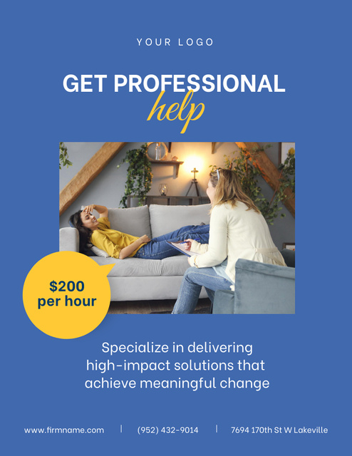 Template di design Professional Psychological Help Service Offer Poster 8.5x11in