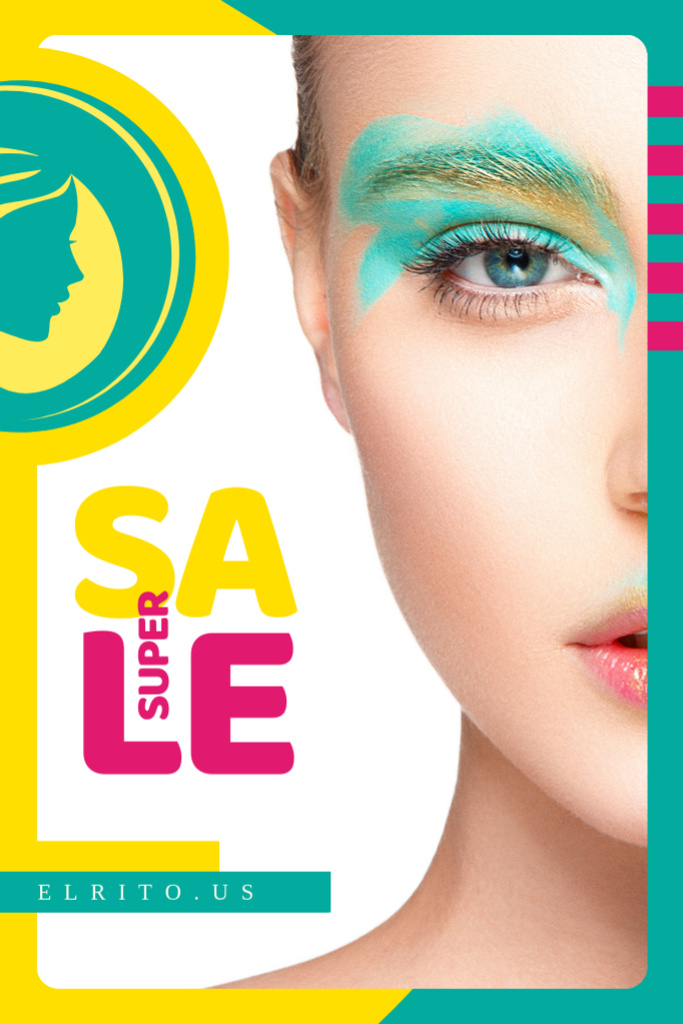 Cosmetics Sale Woman with Creative Makeup Tumblr Tasarım Şablonu