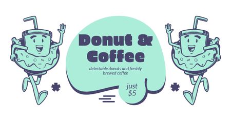 Oferta de Donut e Café na Loja Facebook AD Modelo de Design
