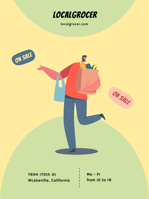 Grocery Store Illustrated Ad Poster US – шаблон для дизайну
