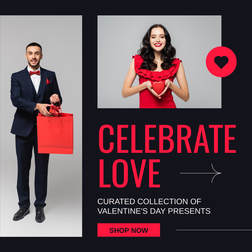 Love Celebration with Gifts on Valentine's Day Instagram Design Template