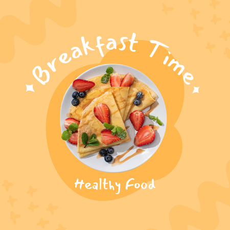 Healthy Breakfast on Plate on Yellow Instagram Design Template