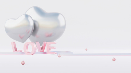 Dia dos Namorados com lindos corações prateados Zoom Background Modelo de Design