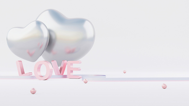 Valentine's Day with Cute Silver Hearts Zoom Background Tasarım Şablonu