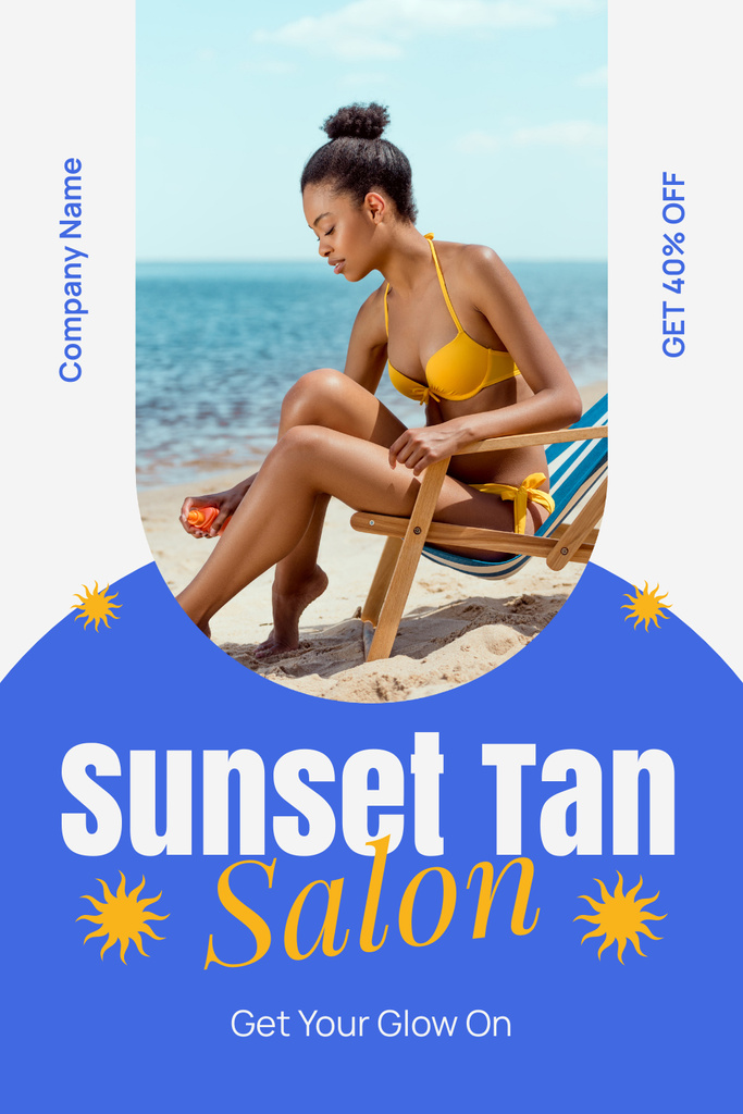 Plantilla de diseño de Promotional Offer for Tanning Salon Services Pinterest 