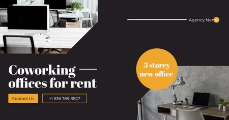 Platilla de diseño Coworking Offices For Rent Facebook AD