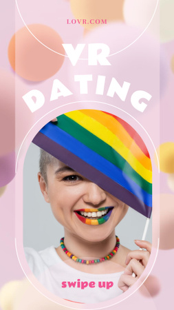 VR Dating App Ad with LGBT Girl Instagram Video Story Design Template