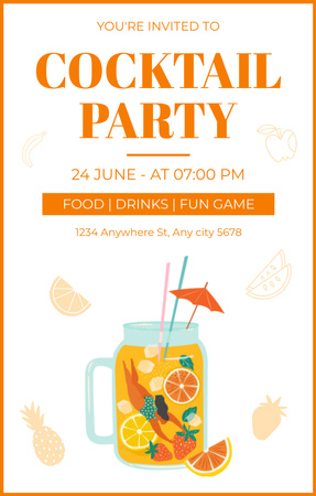 Festa de verão com bebidas não alcoólicas Invitation 4.6x7.2in Modelo de Design