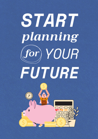 Saving Money with Piggy Bank Poster – шаблон для дизайну