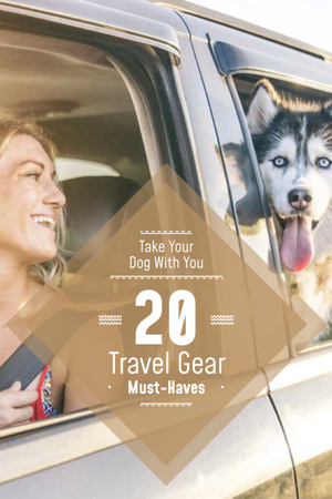 Travelling with Pet Woman and Dog in Car Tumblr Design Template