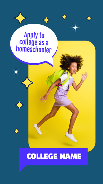Ontwerpsjabloon van Instagram Video Story van Home Education Ad with Pupil with Backpack