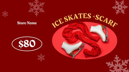 Platilla de diseño New Year Offer of Ice Skates and Scarf Label 3.5x2in