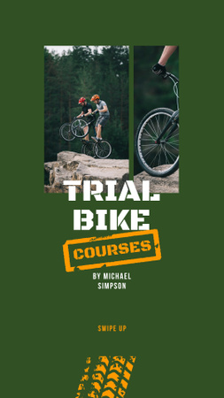 Platilla de diseño Cycling Courses Offer with Cyclists on Rock Instagram Story