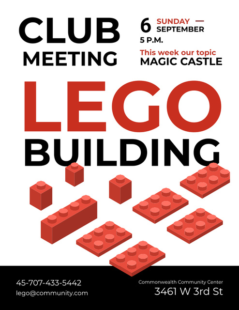 Modèle de visuel Toy Bricks Building Club Meeting Ad - Poster 8.5x11in