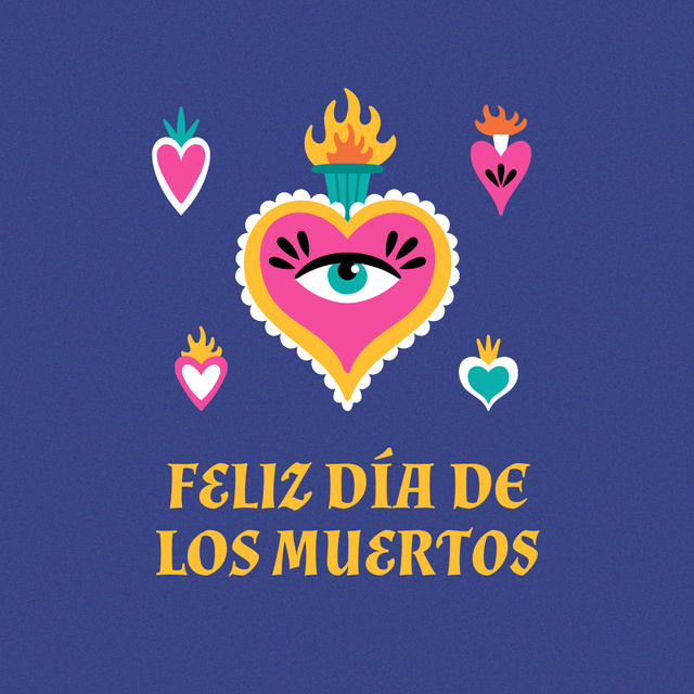 Day of the Dead Holiday with Eye in Heart Animated Post Design Template
