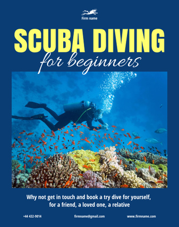 Scuba Diving Ad Poster 22x28in Design Template
