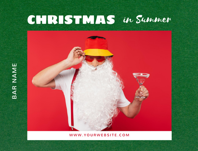 Man in Santa Costume Celebrating Christmas In Summer Postcard 4.2x5.5in Design Template